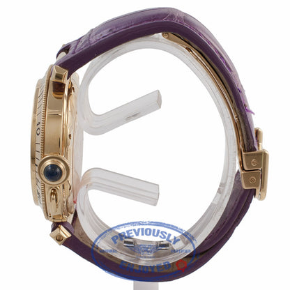 Cartier Pasha 38MM 18k Yellow Gold Automatic Purple Strap 1595 T7U8ZF - Beverly Hills Watch Company Watch Store