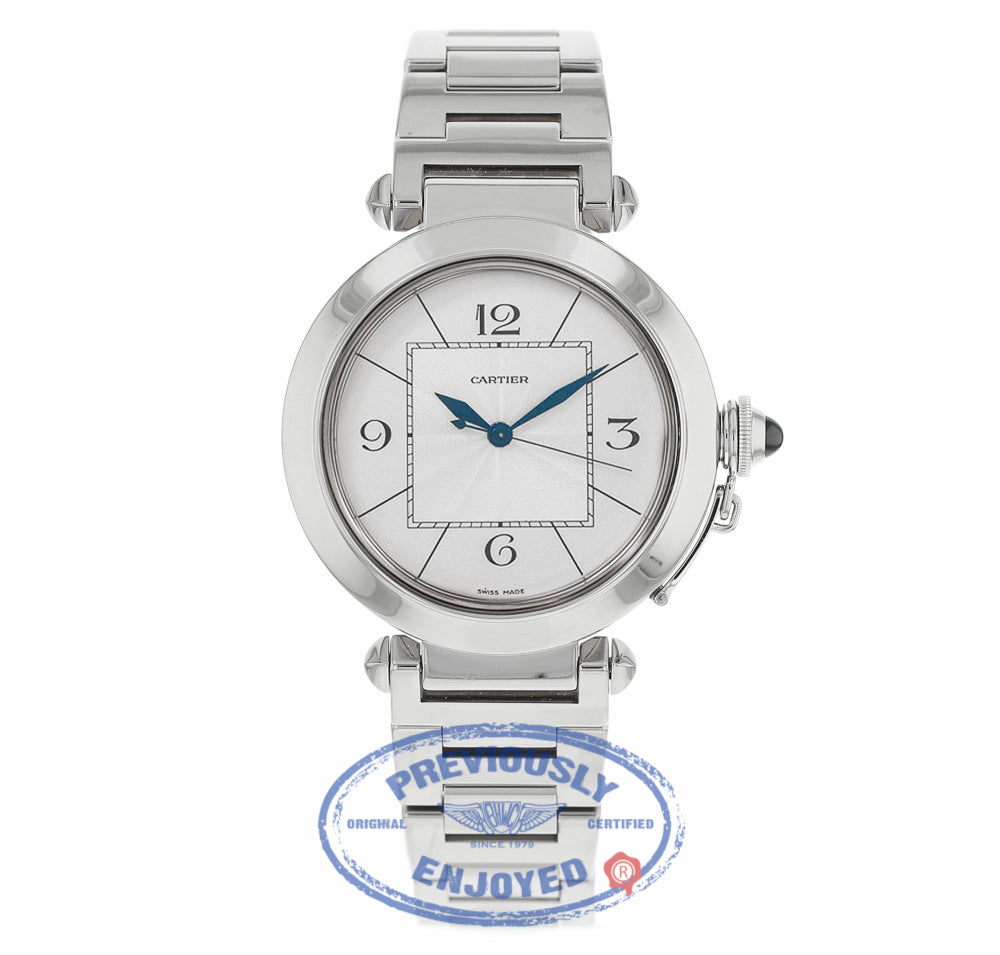Cartier Pasha 42MM 18k White Gold Automatic Silver Dial W30187M9 RZ80KK - Beverly Hills Watch