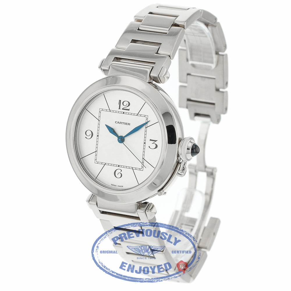 Cartier Pasha 42MM 18k White Gold Automatic Silver Dial W30187M9 RZ80KK - Beverly Hills Watch