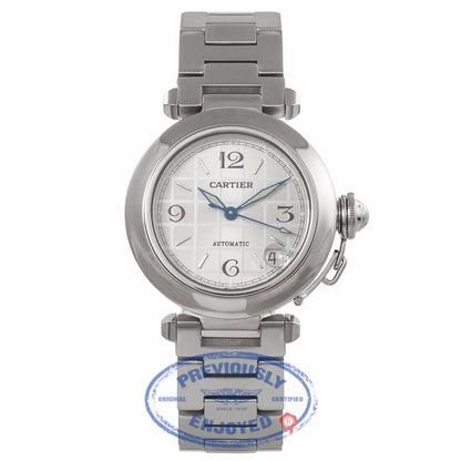 Cartier Pasha C 36MM Automatic Stainless Steel Sunray Silver Dial W31023M7 ZE0Z50 - Beverly Hills Watch Company Watch Store