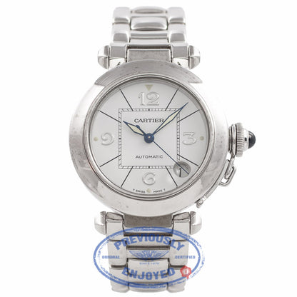 Cartier Pasha 35mm White Gold White Dial W30145M9 11147 - Beverly Hills Watch Company Watch Store