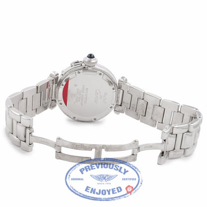 Cartier Pasha 35mm White Gold White Dial W30145M9 11147 - Beverly Hills Watch Company Watch Store