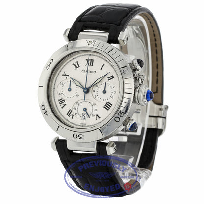 Cartier Pasha Chronograph Stainless Steel 38mm Ivory Dial 1050 779XCJ - Beverly Hills Watch
