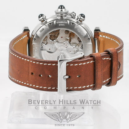 Cartier Pasha Stainless Steel 38mm Automatic Chronograph White Dial Leather Strap Watch W31030H3 Beverly Hills Watch Company Watches