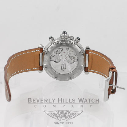 Cartier Pasha Stainless Steel 38mm Automatic Chronograph White Dial Leather Strap Watch W31030H3 Beverly Hills Watch Company Watches