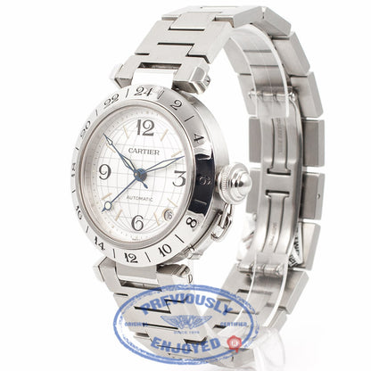 Cartier Pasha GMT 35mm Stainless Steel Bracelet Silver Dial Automatic Watch W31078M7 Beverly Hills Watch Company Watch Store