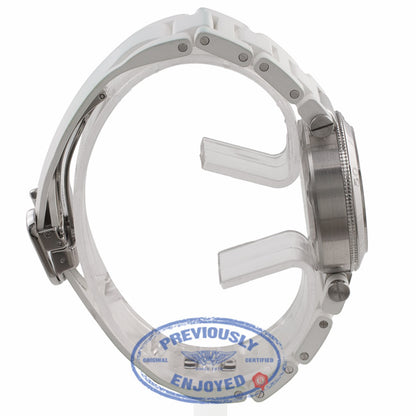 Cartier Pasha Seatimer 33MM Stainless Steel Silver Dial White Rubber Strap W3140002 VPEMNE - Beverly Hills Watch Company Watch Store