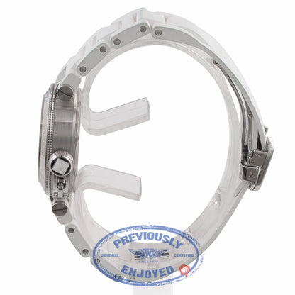 Cartier Pasha Seatimer 33MM Stainless Steel Silver Dial White Rubber Strap W3140002 VPEMNE - Beverly Hills Watch Company Watch Store