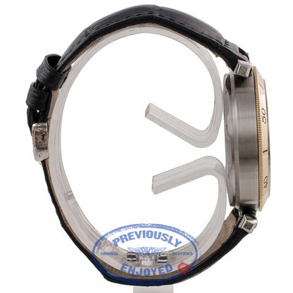 Cartier Pasha Stainless Steel Yellow Gold 38mm Chronograph Silver Dial Leather Strap 2113 H2LARH - Beverly Hills Watch Company Watch Store