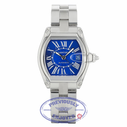 Cartier Roadster Stainless Steel Large Blue Sunray Dial W62048V3 XRW6AH - Beverly Hills Watch