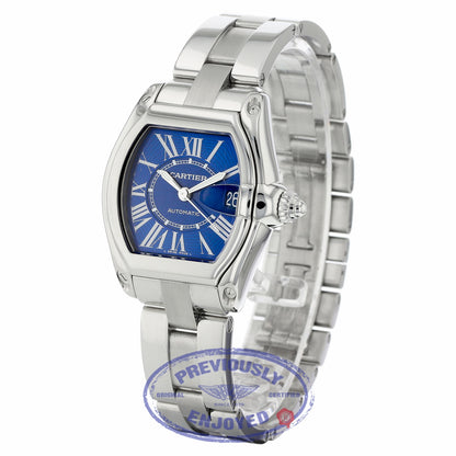 Cartier Roadster Stainless Steel Large Blue Sunray Dial W62048V3 XRW6AH - Beverly Hills Watch