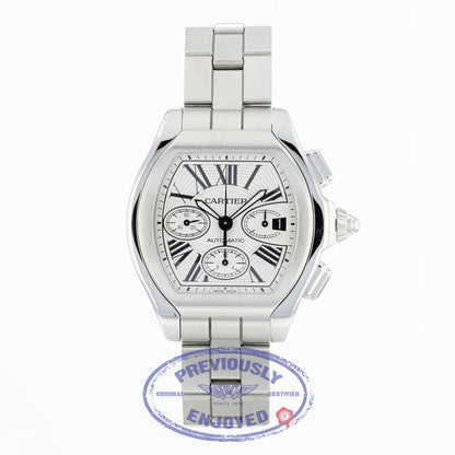 Cartier Roadster Chronograph Stainless Steel Silver Dial W6206019 8YNZDD