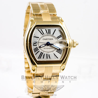 Cartier Roadster Large 18K Yellow Gold Silver Roman Dial Automatic Watch W62005V1 Beverly Hills Watch Company Watches