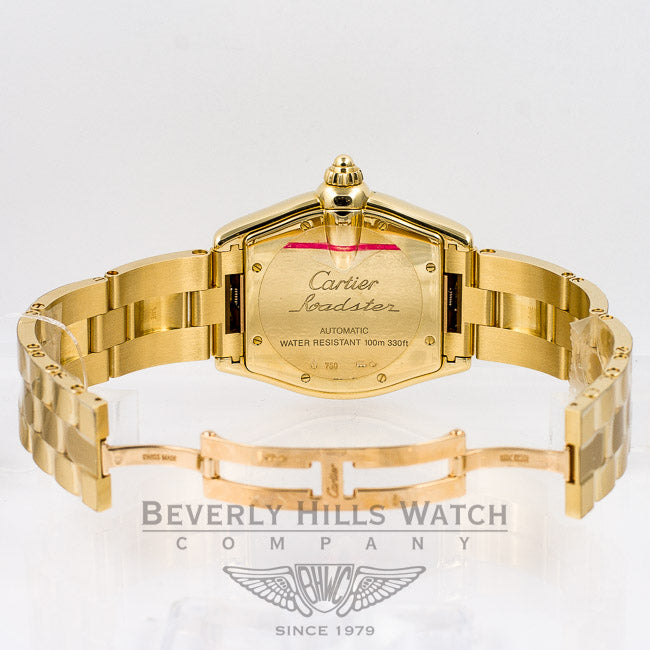 Cartier Roadster Large 18K Yellow Gold Silver Roman Dial Automatic Watch W62005V1 Beverly Hills Watch Company Watches