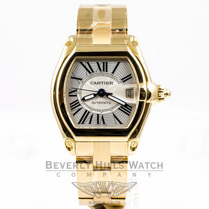 Cartier Roadster Large 18K Yellow Gold Silver Roman Dial Automatic Watch W62005V1 Beverly Hills Watch Company Watches