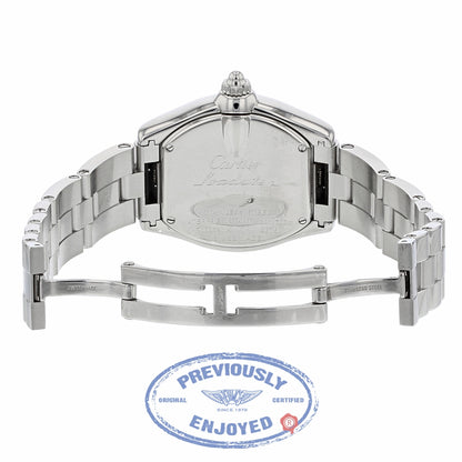 Cartier Roadster Quartz Small Stainless Steel Pink Dial W62617V3 XACQM8 - Beverly Hills Watch