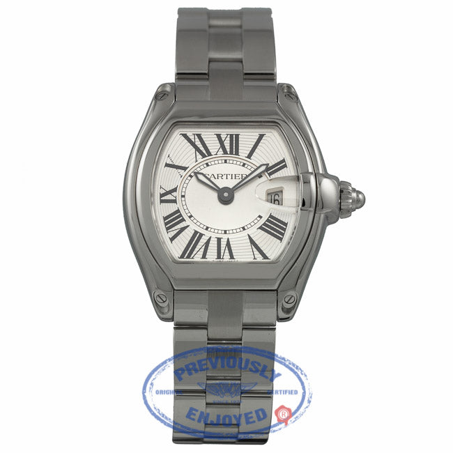 Cartier Roadster Stainless Small Stainless Steel Silver Roman Dial Watch W62016V3 845VF8 - Beverly Hills Watch Company