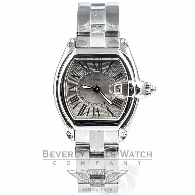 Cartier Roadster Stainless Steel Small Stainless Steel Silver Roman Dial Watch W62016V3 Beverly Hills Watch Company Watches