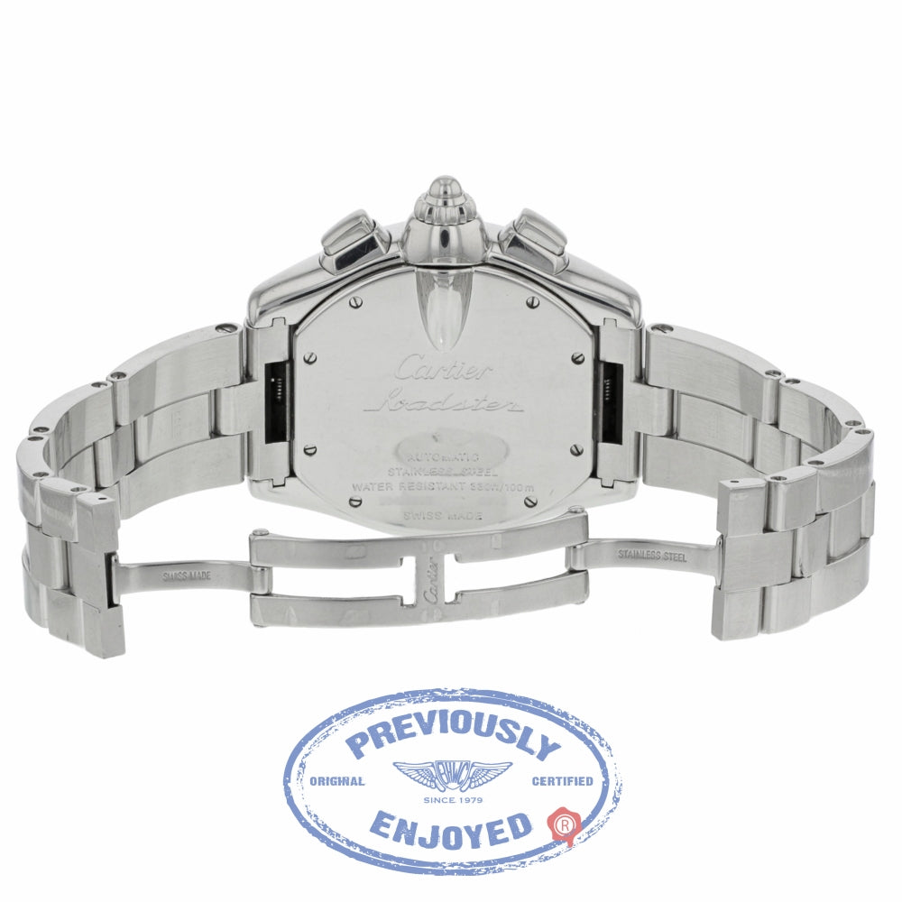 Cartier Roadster XL Stainless Steel Bracelet Silver Roman Numeral Dial W62019X6 JL32WD - Beverly Hills Watch Company