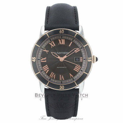 Cartier Ronde Croisiere 42MM Grey Dial Rose Gold Markings Black Leather Strap W2RN0005 C2Y7PL - Beverly Hills Watch Company