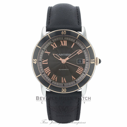 Cartier Ronde Croisiere 42MM Grey Dial Rose Gold Markings Black Leather Strap W2RN0005 C2Y7PL - Beverly Hills Watch Company