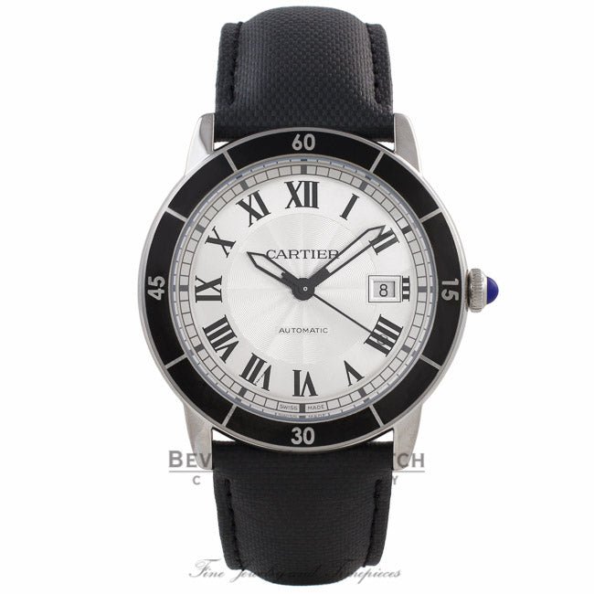 Cartier Ronde Croisiere 42MM Silver Dial Black Leather Strap WSRN0002 5Z4QAP - Beverly Hills Watch Company Watch Store
