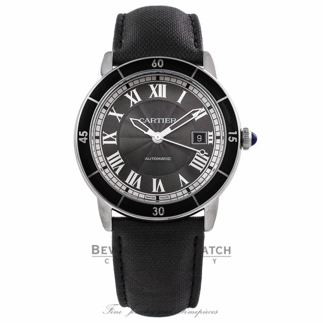 Cartier Ronde Croisiere 42MM Grey Dial Black Leather Strap WSRN0003 TLMAKQ - Beverly Hills Watch Company