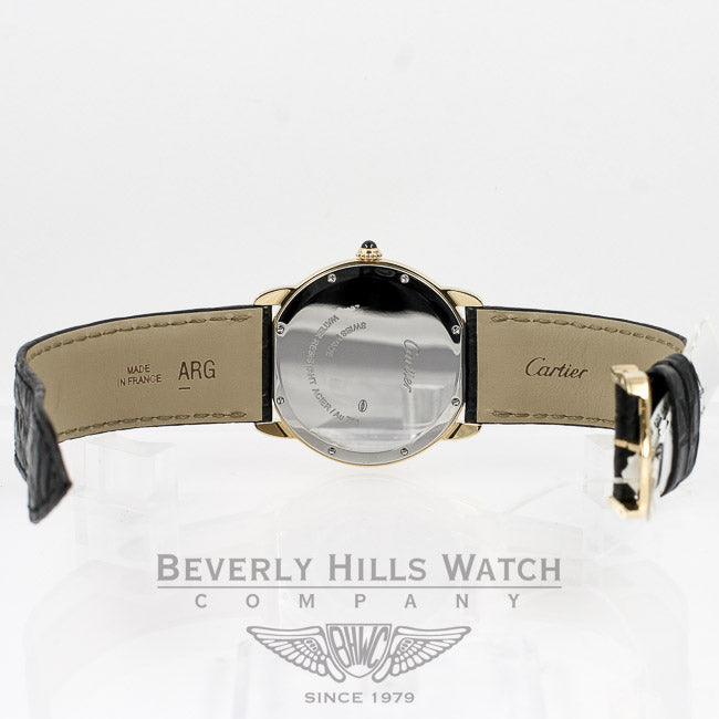 Cartier Ronde Solo Large Yellow Gold Case Silver Arabic Dial Crocodile Leather Strap W6700455 Beverly Hills Watch Company Watches