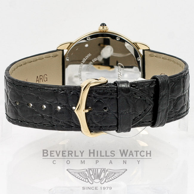 Cartier Ronde Solo Large Yellow Gold Case Silver Arabic Dial Crocodile Leather Strap W6700455 Beverly Hills Watch Company Watches