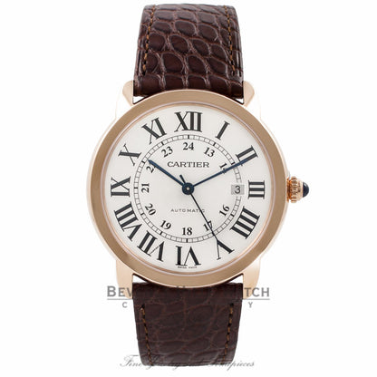 Cartier Ronde Solo XL 42MM 18k Rose Gold Silver Dial W6701009 3U8XN5 - Beverly Hills Watch Company