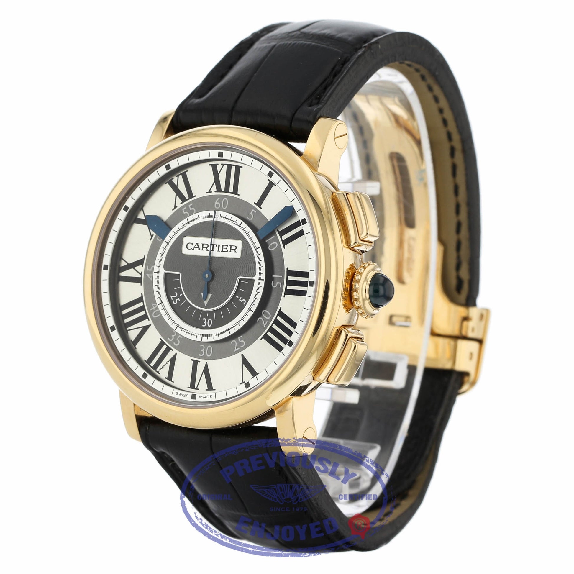 Cartier Rotonde Chrono 18k Yellow Gold Automatic 42mm Slate Grey Dial Metal Grey Dial W1555951 W963H8 - Beverly Hills Watch