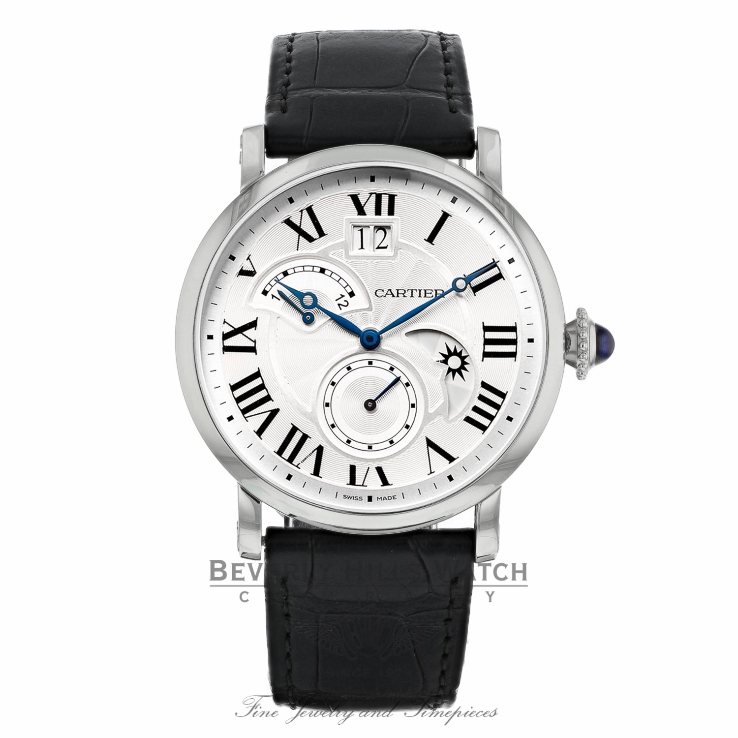 Cartier Rotonde 42mm Automatic Silver Dial Black Leather W1556368 JPUTNE - Beverly Hills Watch