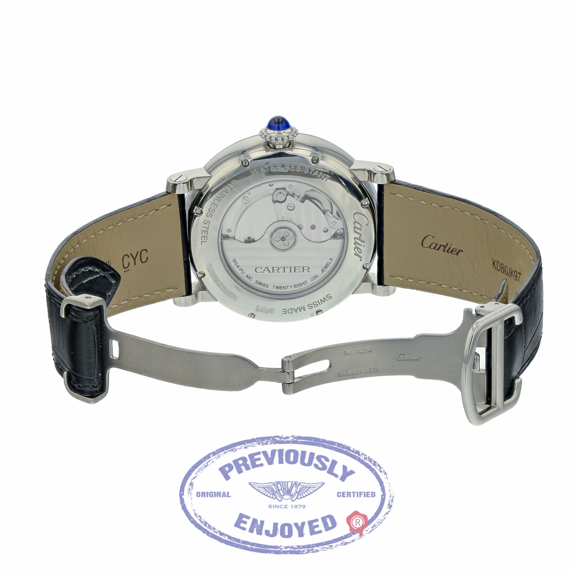 Cartier Rotonde 42mm Automatic Silver Dial Black Leather W1556368 WACYEP - Beverly Hills Watch