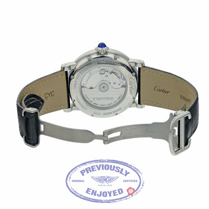 Cartier Rotonde 42mm Automatic Silver Dial Black Leather W1556368 WACYEP - Beverly Hills Watch