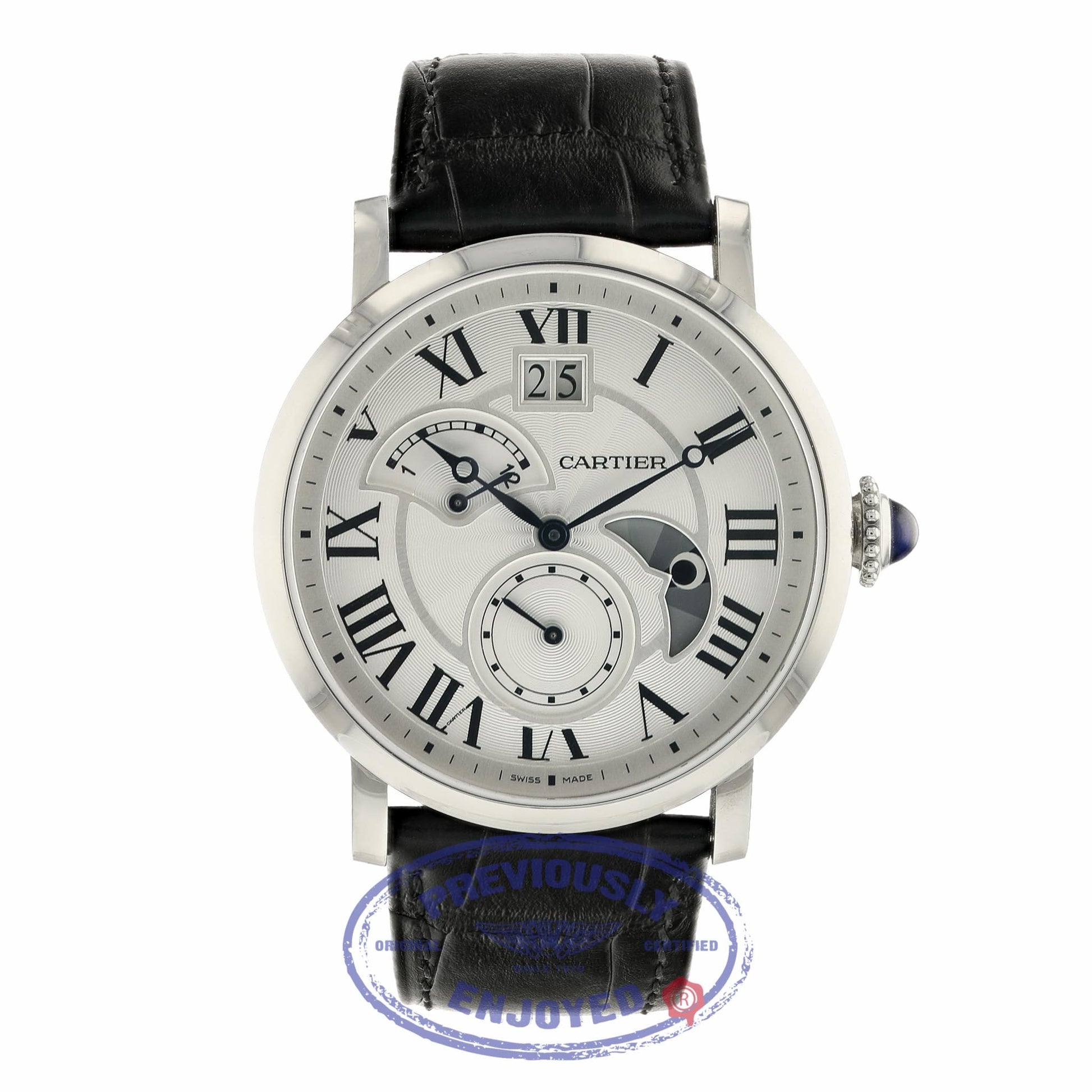 Cartier Rotonde 42mm Automatic Silver Dial Black Leather W1556368 WACYEP - Beverly Hills Watch