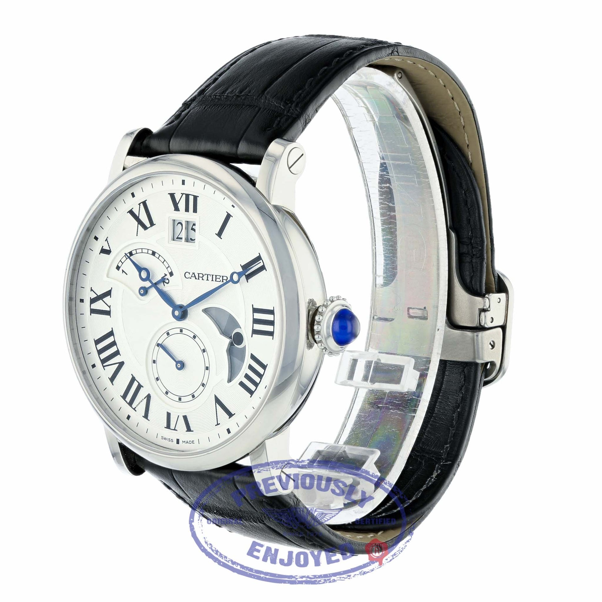 Cartier Rotonde 42mm Automatic Silver Dial Black Leather W1556368 WACYEP - Beverly Hills Watch