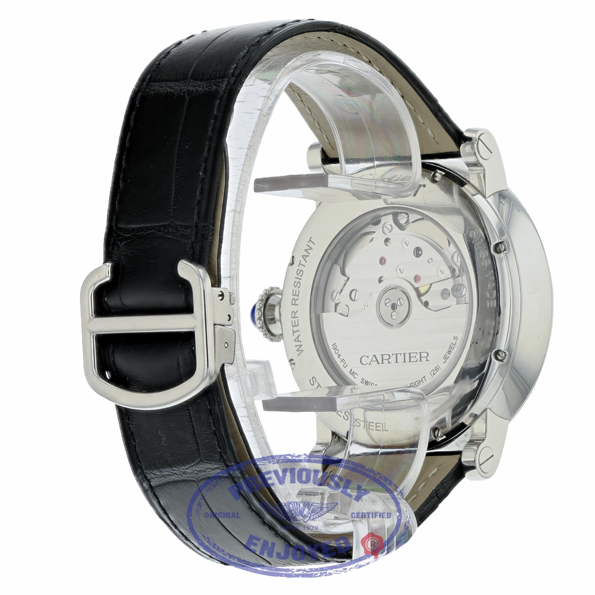 Cartier Rotonde 42mm Automatic Silver Dial Black Leather W1556368 WACYEP - Beverly Hills Watch