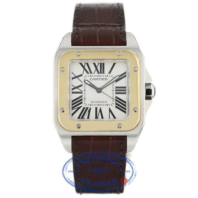 Cartier Santos 100 Large Yellow Gold Stainless Steel W20072X7 UL7PYP - Beverly Hills Watch Company
