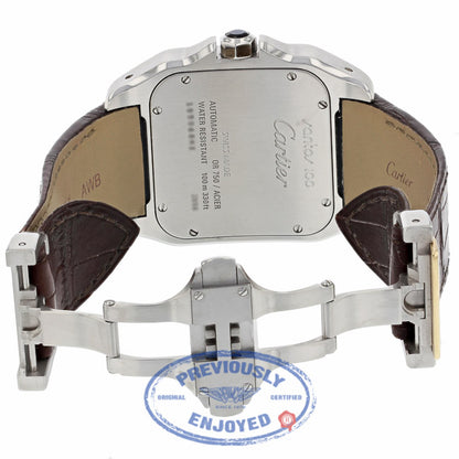 Cartier Santos 100 Large Yellow Gold Stainless Steel W20072X7 UL7PYP - Beverly Hills Watch Company