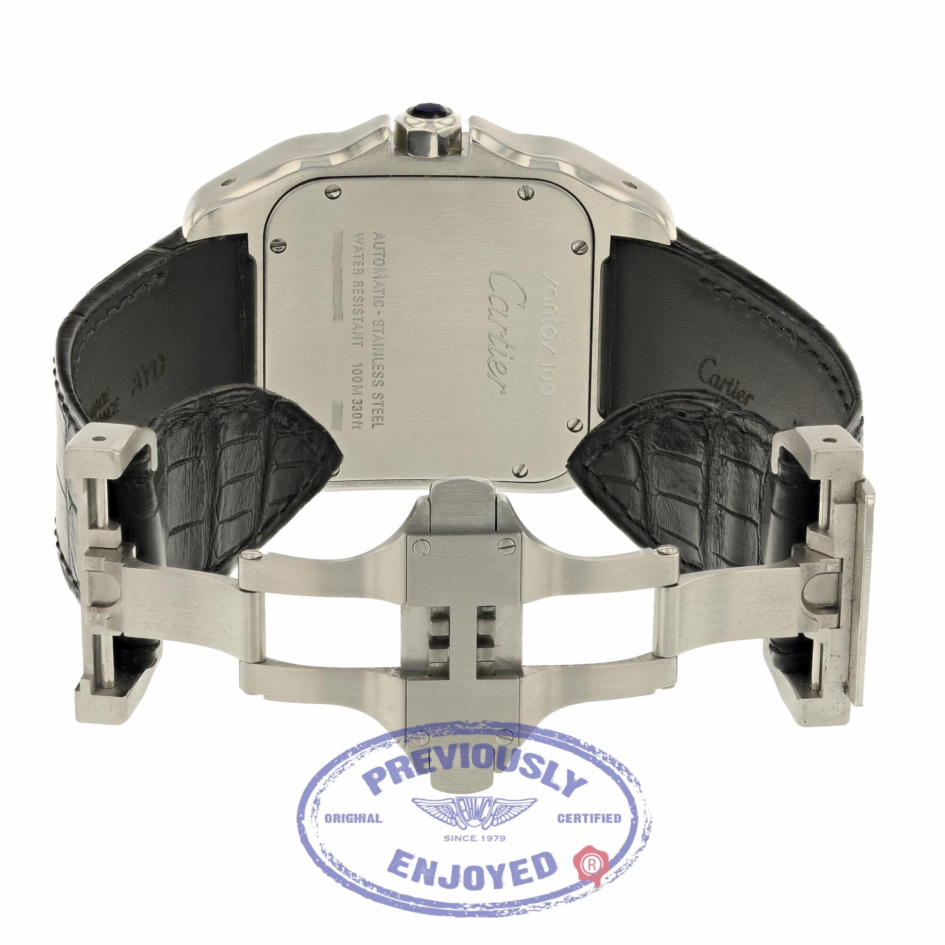 Cartier Santos 100 Large Mens Stainless Steel Leather Strap Automatic W20073X8 HWQNN9 - Beverly Hills Watch Company