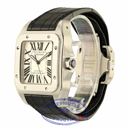 Cartier Santos 100 Large Mens Stainless Steel Leather Strap Automatic W20073X8 HWQNN9 - Beverly Hills Watch Company