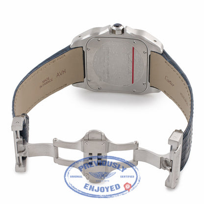 Cartier Santos 100 Large Mens Stainless Steel Leather Strap Watch W20073X8 DQD868 - Beverly Hills Watch Company Watch Store