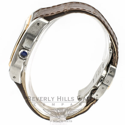 Cartier Santos 100 Stainless Steel and Rose Gold Automatic White Roman Dial W20107X7 Beverly Hills Watch Company Watches
