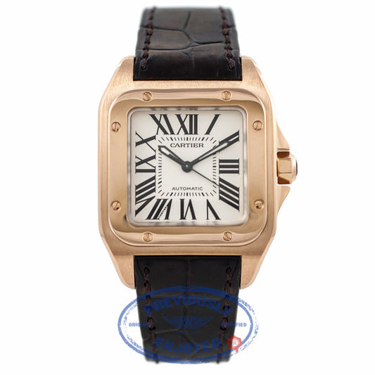Cartier Santos 100 18k Rose Gold Medium W20108Y1 6AHHRA - Beverly Hills Watch Company Watch Store
