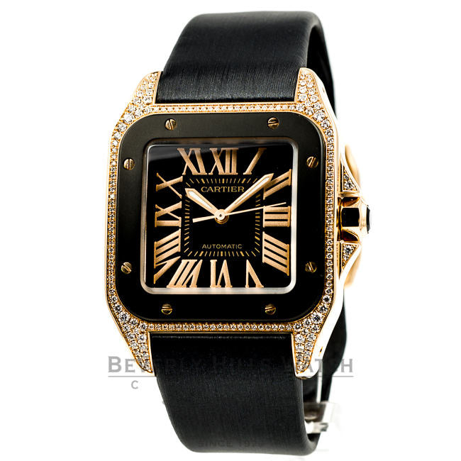 Cartier Santos 100 Rose Gold Medium Ladies Watch WM505017 WM505017 Beverly Hills Watch Company Watches