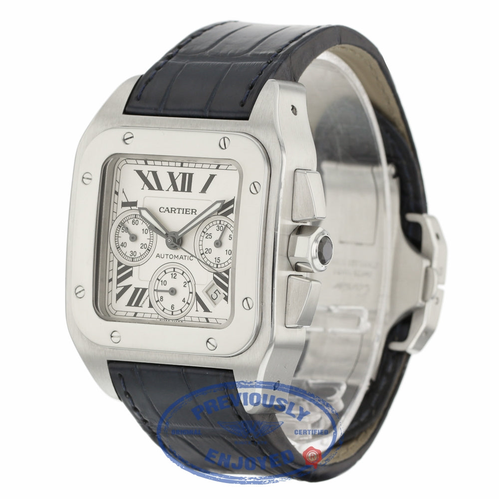 Cartier Santos 100 XL Chronograph Stainless Steel W20090X8 1CY7R9 - Beverly Hills Watch Company