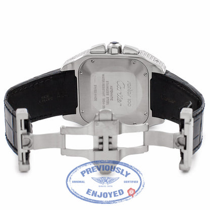 Cartier Santos 100 XL Chronograph Stainless Steel Custom Diamond Set W20090X8 DKHQZX