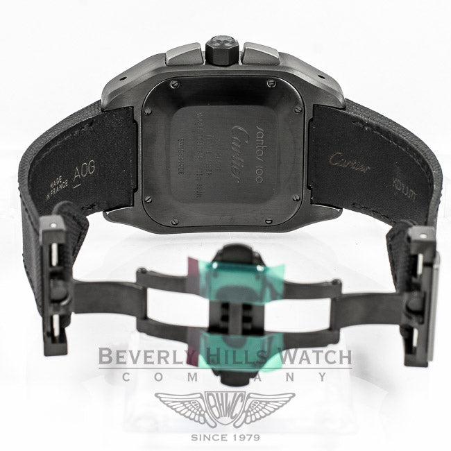 Cartier Santos XL Chronograph Black PVD Case Titanium Bezel Black Roman Dial Watch W2020005 Beverly Hills Watch Company Watches