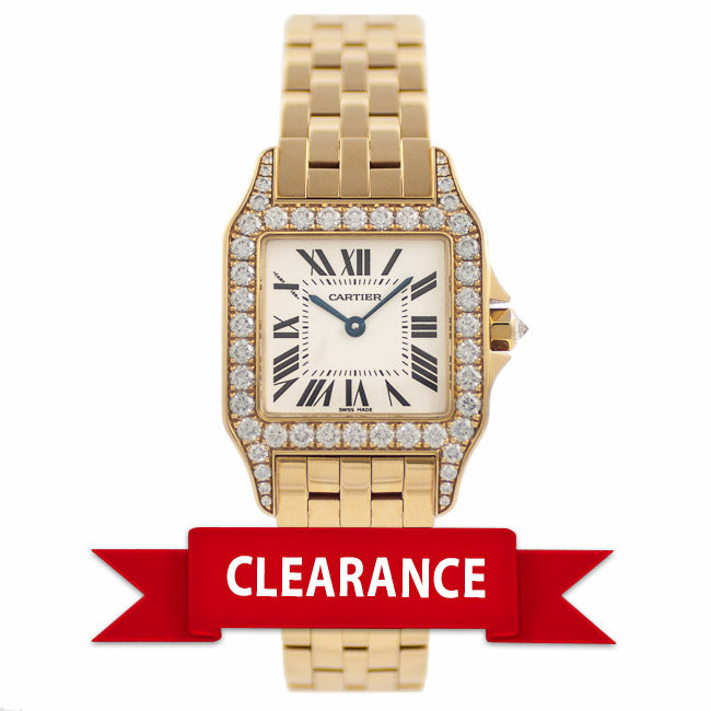 Cartier Santos Large Demoiselle Diamond Bezel 18K Yellow Gold Ladies Watch WF9002Y7 Beverly Hills Watch Company Watches