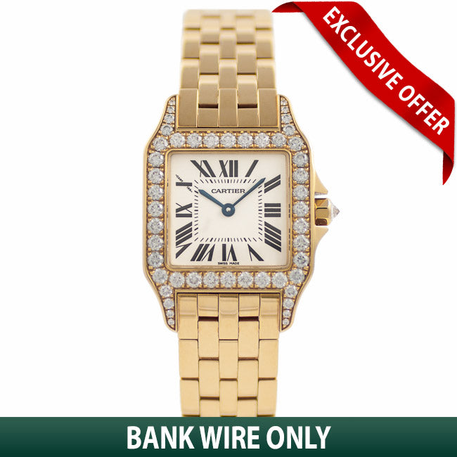 Cartier Santos Large Demoiselle Diamond Bezel 18K Yellow Gold